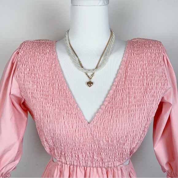 Lusana Brooke Cotton Mini Dress in Cameo Pink NWT Women Dress Size Small - Picture 5 of 10